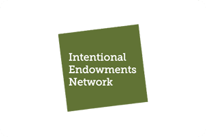 A green square with the words intentional endowments network written in it.