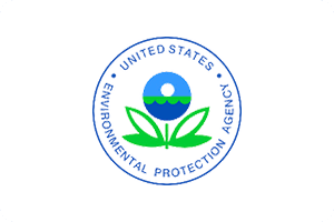 A blue and white seal with the words united states environmental protection agency