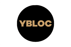 A black circle with the word ybloc in it.