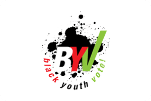 A black youth vote logo with the words " bvv " underneath it.